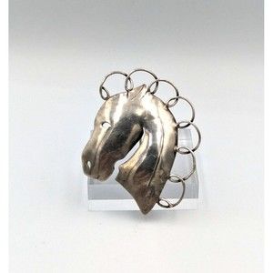 Vintage Artist Made Handwrought Sterling Silver 925 Horse Head Brooch Pin